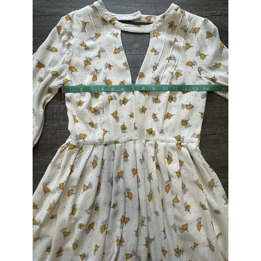 Free People Womens Tegan Long Bell Sleeve Floral Printed Boho Mini Dress Size 2 - Picture 10 of 13